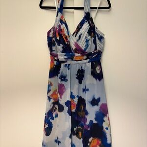 Donna Morgan Blue Floral Halter Dress